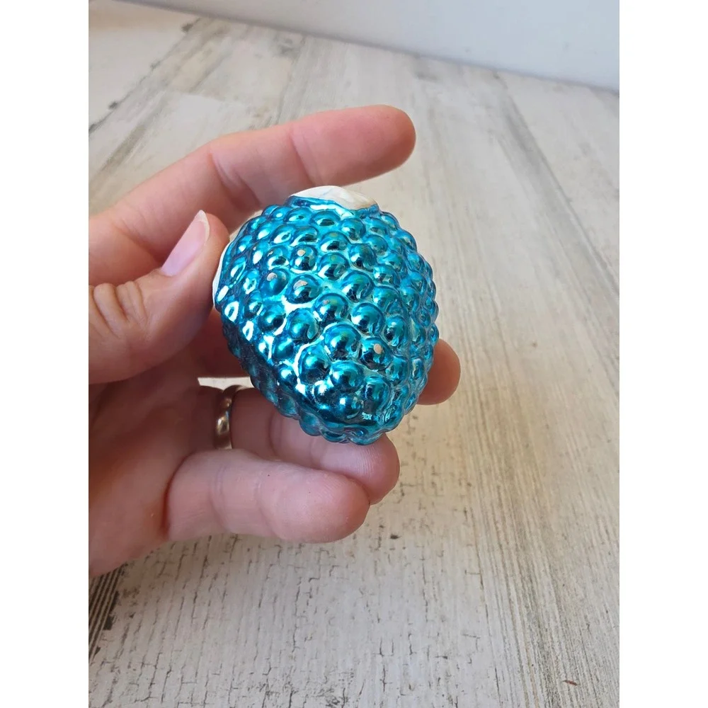 Vintage blue raspberry grape mercury glass ornament Xmas tree